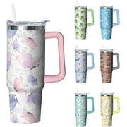 30 oz Butterfly Tumbler with Handle and Straw, Insulated Stainless Steel Cup with Lid, Travel Coffee Mug Water Bottle, Gifts for Woman Animal Lovers